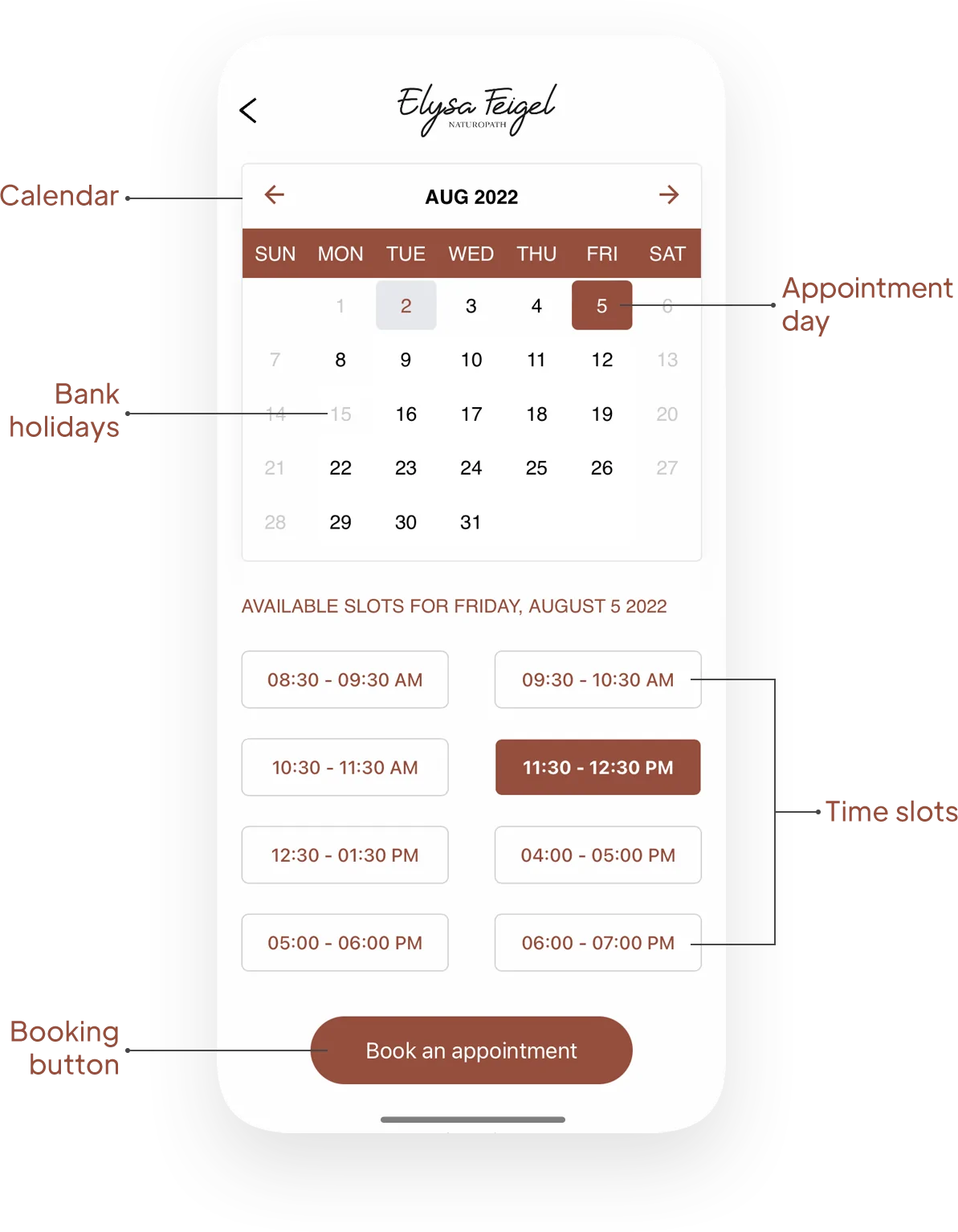 Calendario de reservas personalizado
