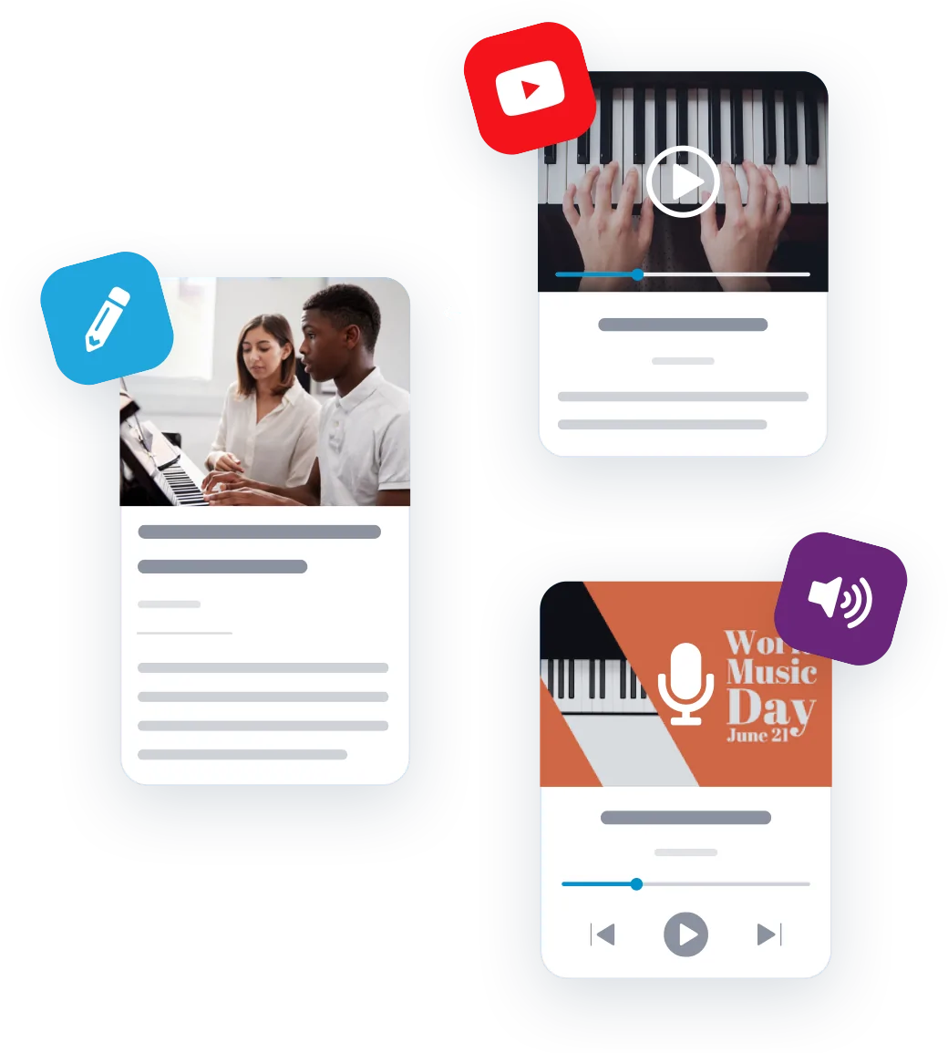 Diversos formatos de contenido