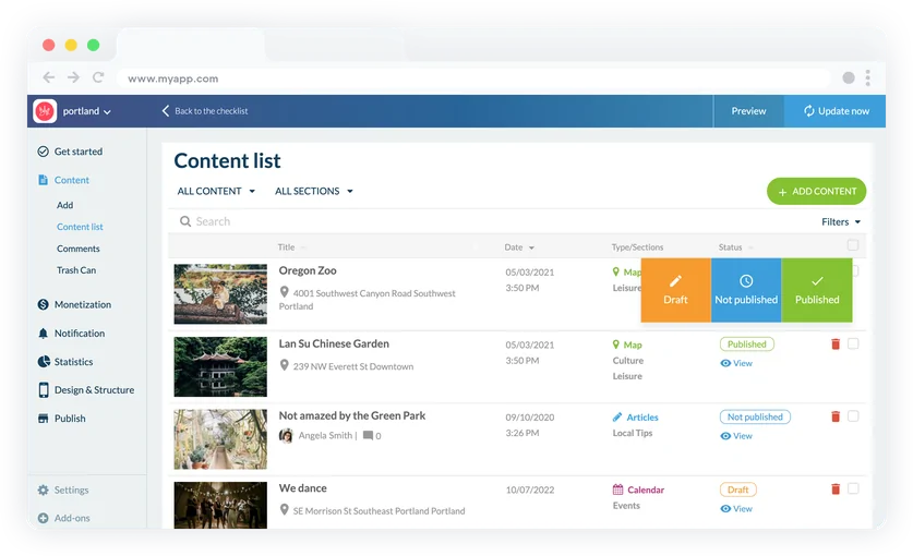 Estados de publicación