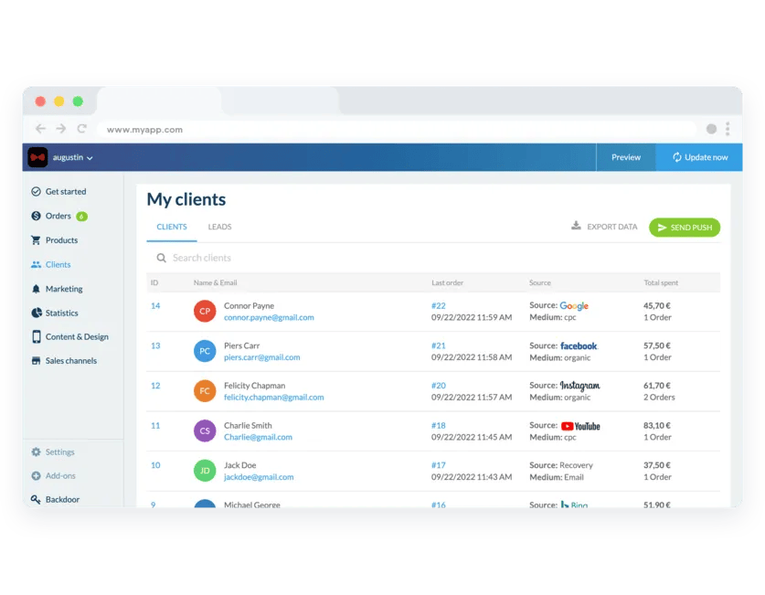 Archivos de clientes