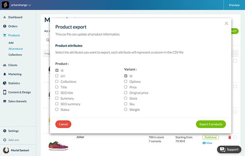 Exportación de productos