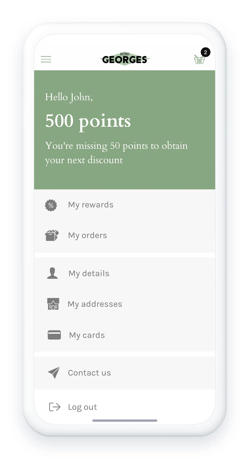 Pantalla de app mostrando saldo de puntos del programa de fidelización