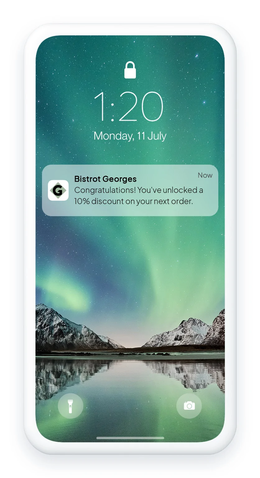 Notificación push para incentivar el uso del programa de fidelización