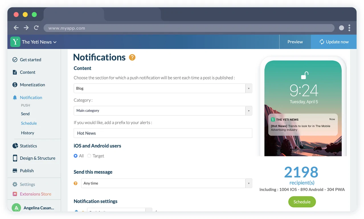 Crea tus notificaciones